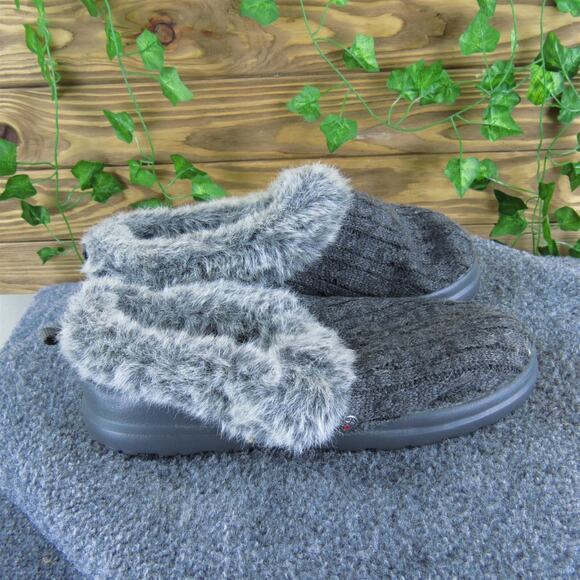 Bobs By Skechers Women's Plush Foam Shearling Style Gray Fabric Sz 7 Medium Used - Picture 3 of 6